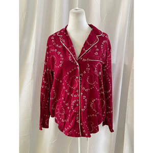 Women's Victoria's Secret Red White Heart Print Pajama Top S
